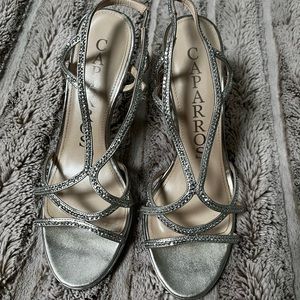 Caparros Silver Sequin Strappy Heels